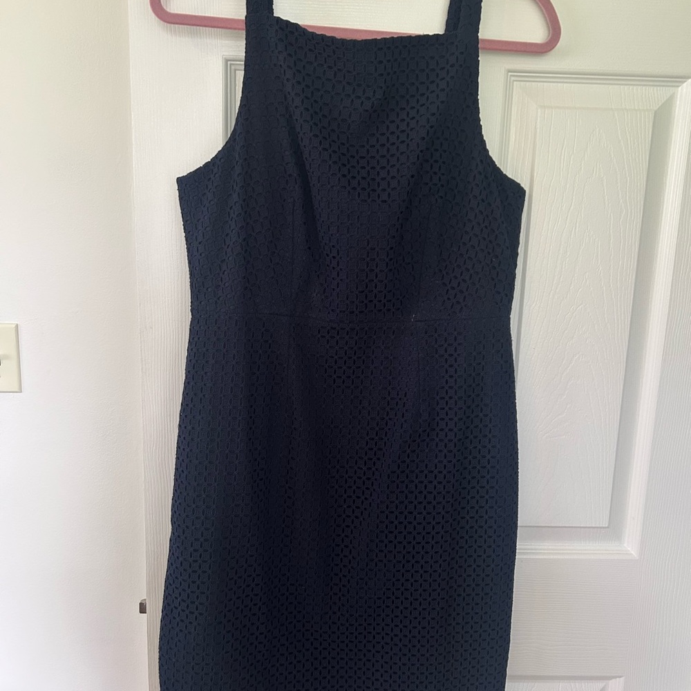 J Crew Navy Cotton Eyelet Sundress Size 10